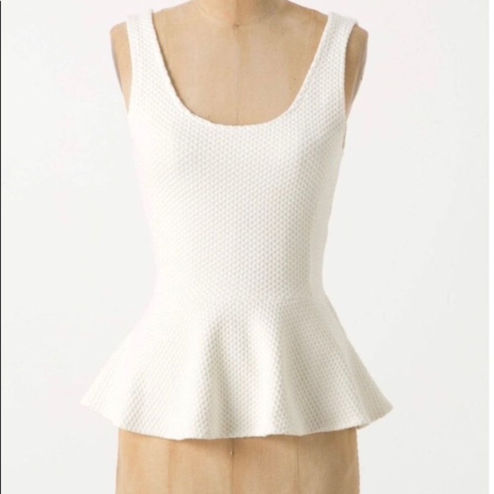 Anthropologie Gianni White Ponte Peplum Tank Sz M
